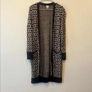 Chico's Black and White Geometric Cardigan